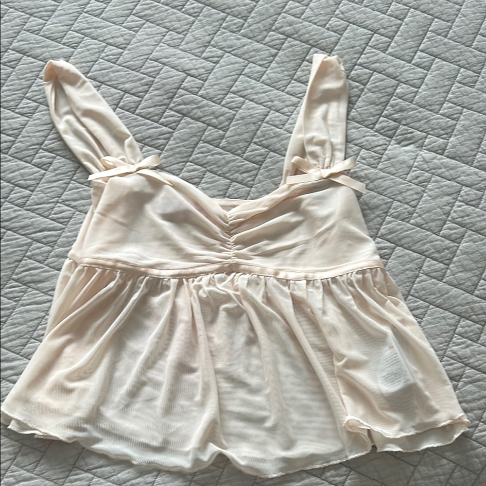 Edikted Cream Ruched Sleeveless Tank Top